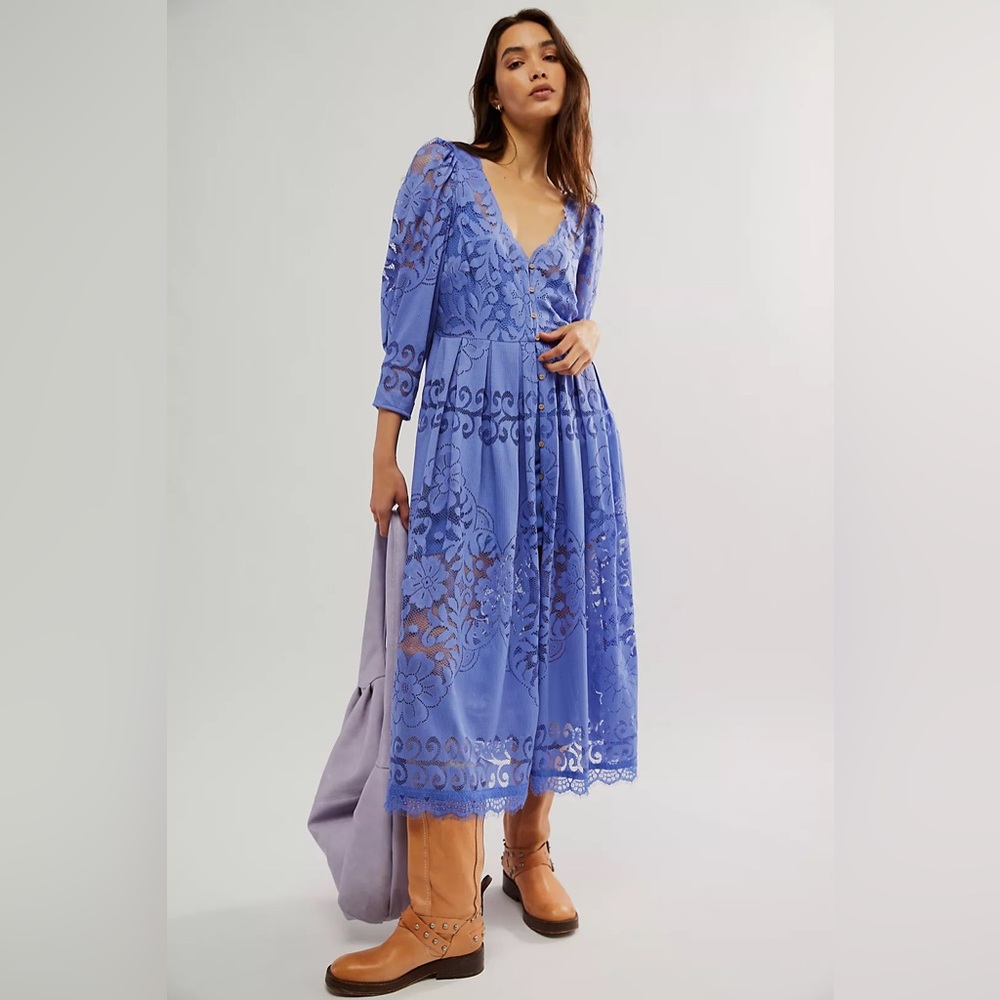Free People Shadow Dance Midi Dress NWT X Small MSRP $198